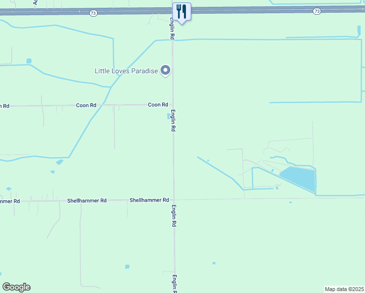 map of restaurants, bars, coffee shops, grocery stores, and more near 18933 Englin Road in Winnie