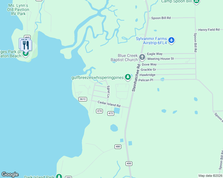 map of restaurants, bars, coffee shops, grocery stores, and more near 21264 Egret Lane in Perry