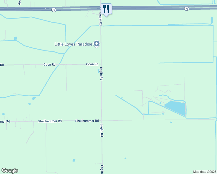 map of restaurants, bars, coffee shops, grocery stores, and more near 18933 Englin Road in Winnie