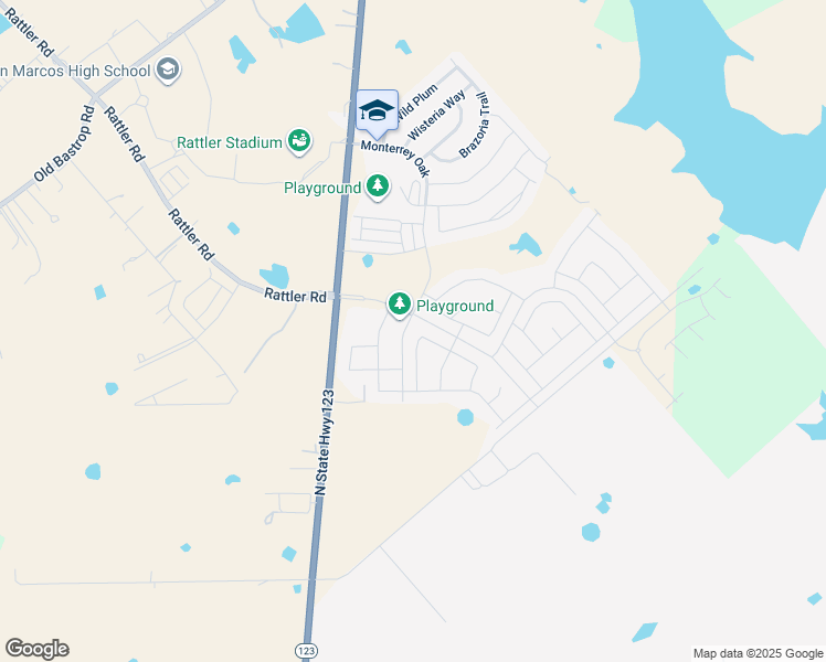 map of restaurants, bars, coffee shops, grocery stores, and more near 112 Brody Lane in San Marcos