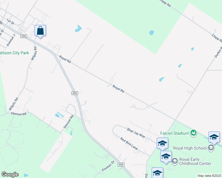 map of restaurants, bars, coffee shops, grocery stores, and more near 35509 Royal Rd in Brookshire