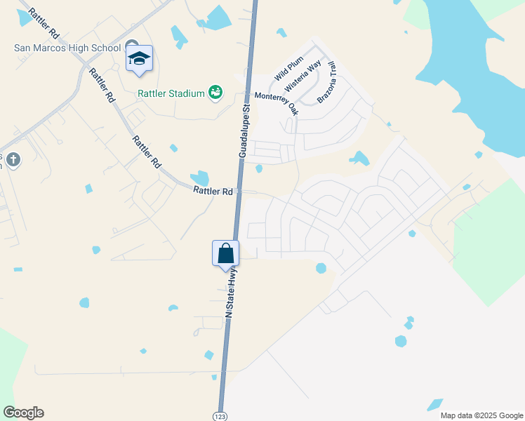 map of restaurants, bars, coffee shops, grocery stores, and more near 108 Miles Drive in San Marcos