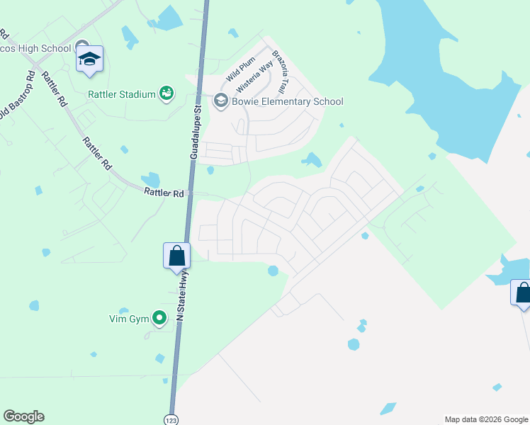 map of restaurants, bars, coffee shops, grocery stores, and more near 117 Dylan Drive in San Marcos
