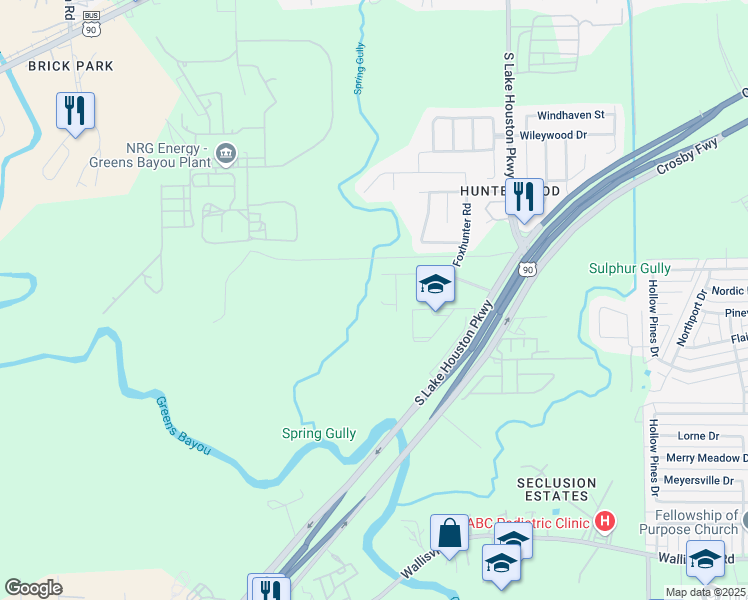 map of restaurants, bars, coffee shops, grocery stores, and more near 13202 Foxleigh Court in Houston