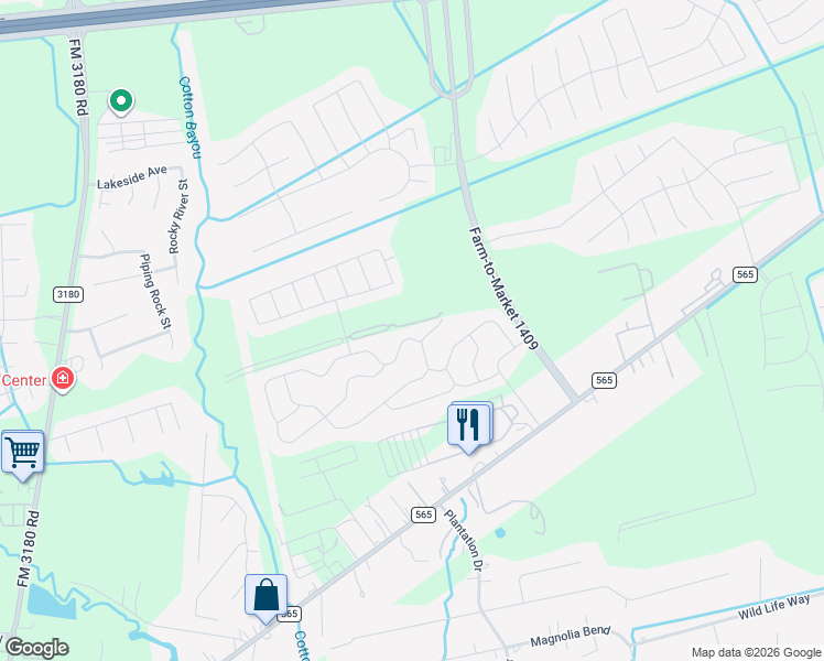 map of restaurants, bars, coffee shops, grocery stores, and more near 6103 Coral Cove Rd in Mont Belvieu