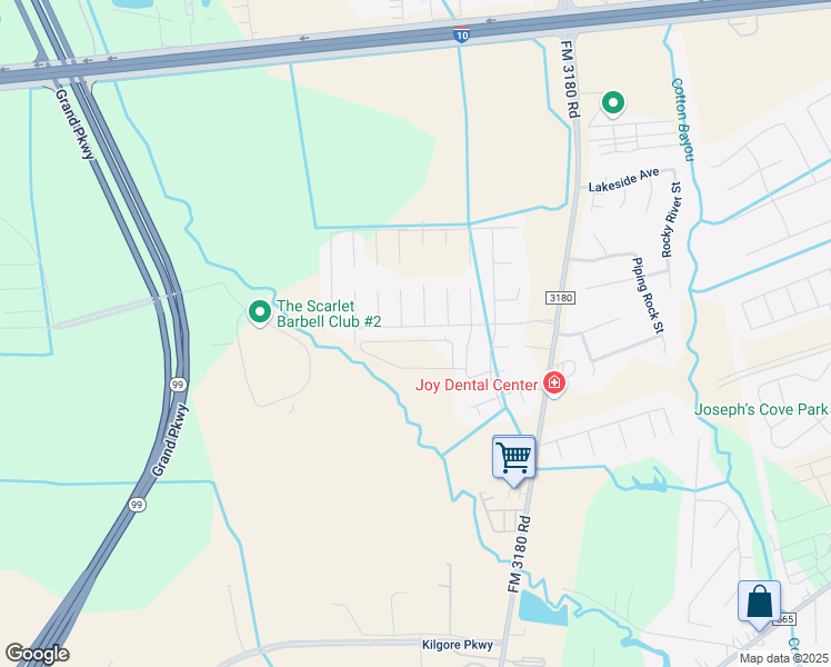 map of restaurants, bars, coffee shops, grocery stores, and more near 4614 Legends Bay Drive in Baytown