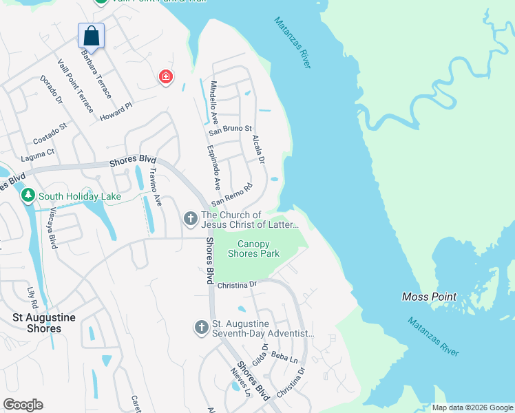 map of restaurants, bars, coffee shops, grocery stores, and more near 922 Alcala Drive in St. Augustine