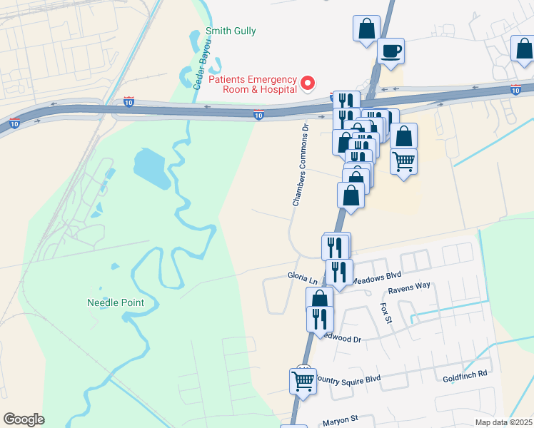 map of restaurants, bars, coffee shops, grocery stores, and more near 8539 Texas 146 in Baytown