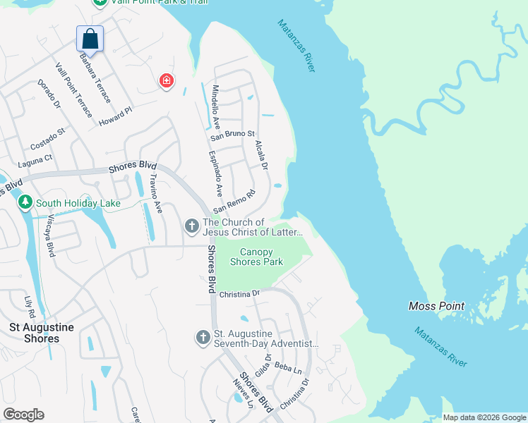 map of restaurants, bars, coffee shops, grocery stores, and more near 922 Alcala Drive in St. Augustine