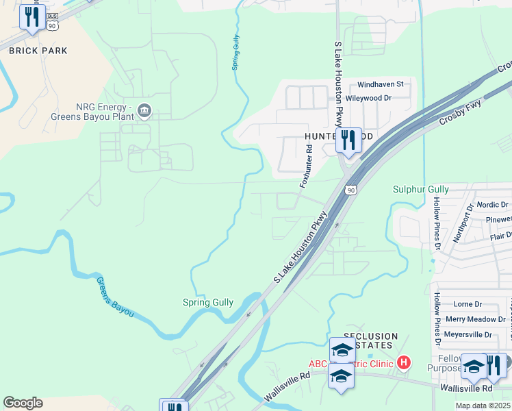 map of restaurants, bars, coffee shops, grocery stores, and more near 13202 Foxleigh Court in Houston