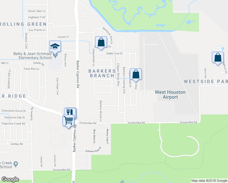 map of restaurants, bars, coffee shops, grocery stores, and more near 3306 Twing Leaf Lane in Houston
