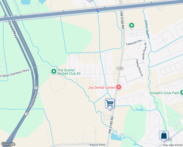 map of restaurants, bars, coffee shops, grocery stores, and more near 4614 Legends Bay Drive in Baytown