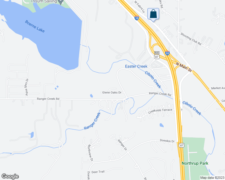 map of restaurants, bars, coffee shops, grocery stores, and more near 110 Glenn Oaks Drive in Boerne