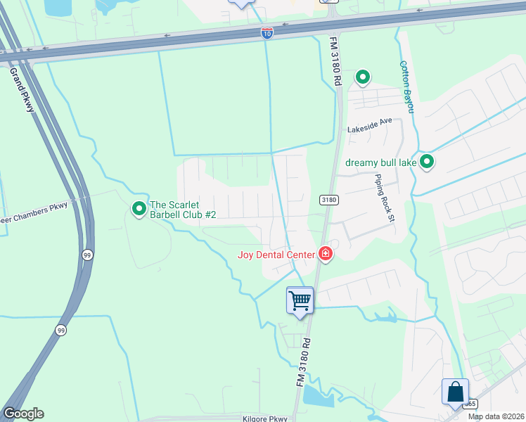 map of restaurants, bars, coffee shops, grocery stores, and more near 8326 Hampton Bay Drive in Baytown