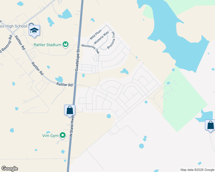 map of restaurants, bars, coffee shops, grocery stores, and more near 4501 Texas 123 in San Marcos