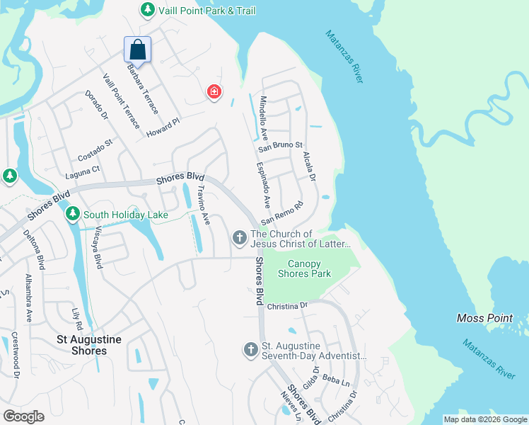 map of restaurants, bars, coffee shops, grocery stores, and more near 931 Espinado Avenue in St. Augustine