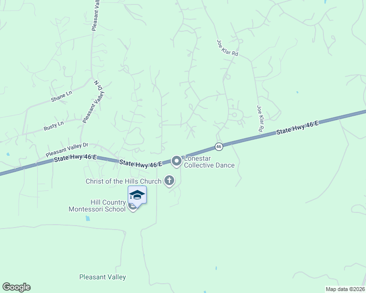 map of restaurants, bars, coffee shops, grocery stores, and more near 45 Cibolo View in Boerne