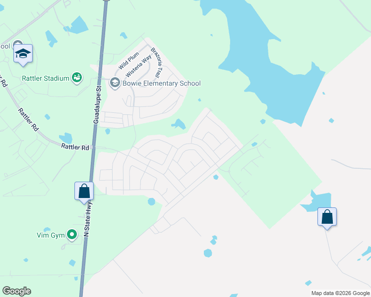 map of restaurants, bars, coffee shops, grocery stores, and more near 4501 Texas 123 in San Marcos