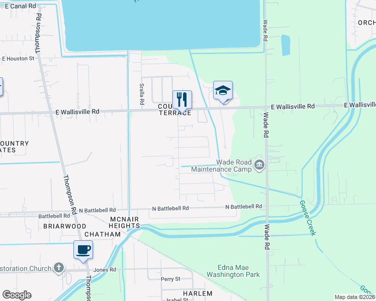 map of restaurants, bars, coffee shops, grocery stores, and more near 2411 Daffodil Street in Highlands
