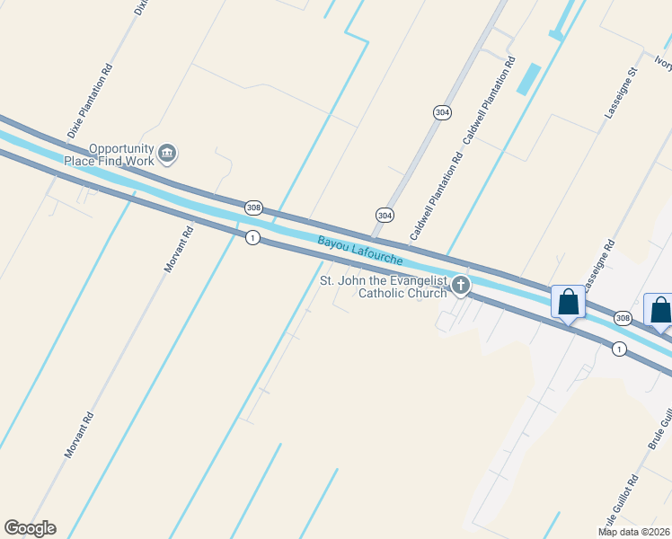 map of restaurants, bars, coffee shops, grocery stores, and more near 2123-2131 Highway 1 in Thibodaux