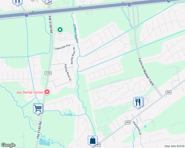 map of restaurants, bars, coffee shops, grocery stores, and more near 5523 Littoral Road in Mont Belvieu