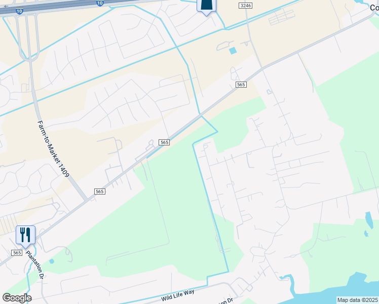map of restaurants, bars, coffee shops, grocery stores, and more near 314 Welton Lane in Baytown