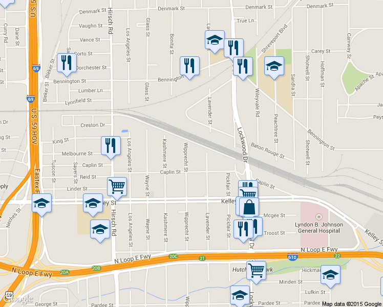 map of restaurants, bars, coffee shops, grocery stores, and more near 6216 Wipprecht St in Houston