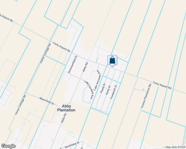 map of restaurants, bars, coffee shops, grocery stores, and more near Dicharry Court in Thibodaux