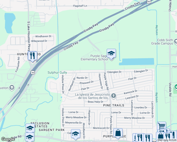 map of restaurants, bars, coffee shops, grocery stores, and more near 14231 Edenglen Drive in Houston