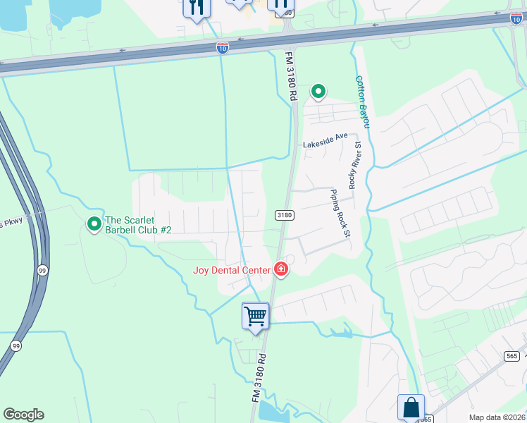 map of restaurants, bars, coffee shops, grocery stores, and more near 4834 Emerald Bay Circle in Baytown