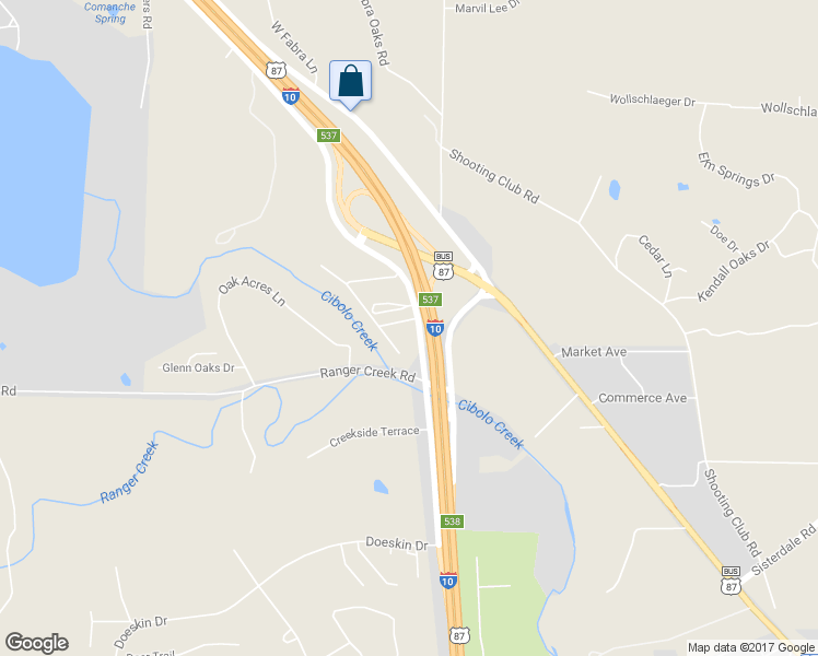 map of restaurants, bars, coffee shops, grocery stores, and more near 103 Cibolo Oak Lane in Boerne