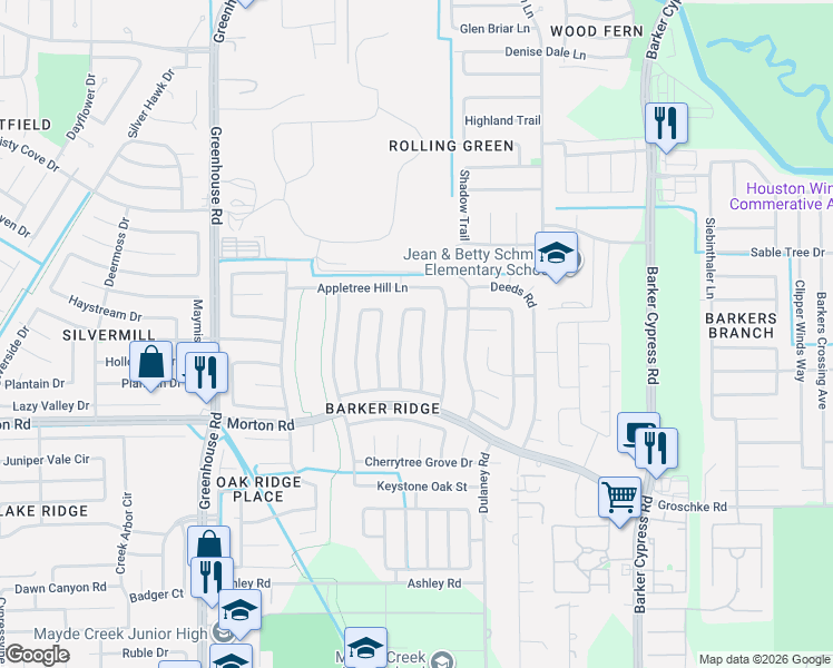 map of restaurants, bars, coffee shops, grocery stores, and more near 3331 Autumn Bridge Lane in Houston