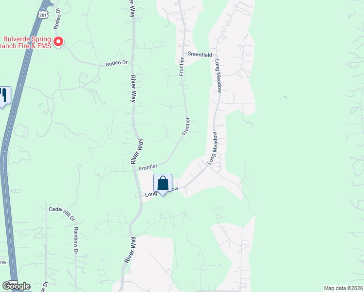 map of restaurants, bars, coffee shops, grocery stores, and more near 2291 Frontier in Spring Branch