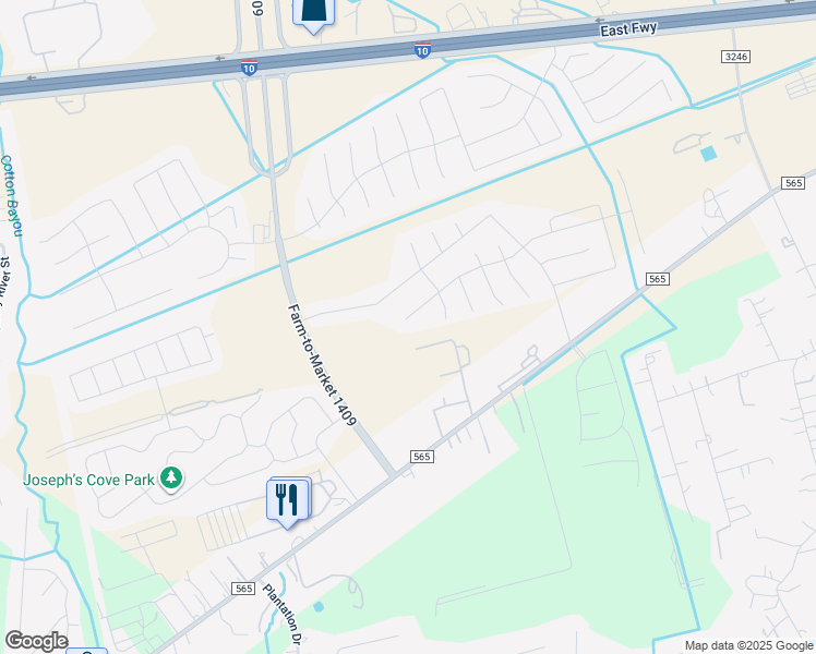 map of restaurants, bars, coffee shops, grocery stores, and more near 6431 Farm-to-Market 565 in Baytown