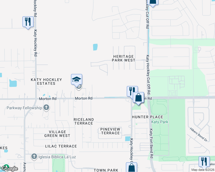 map of restaurants, bars, coffee shops, grocery stores, and more near 5314 Kyla Circle in Katy