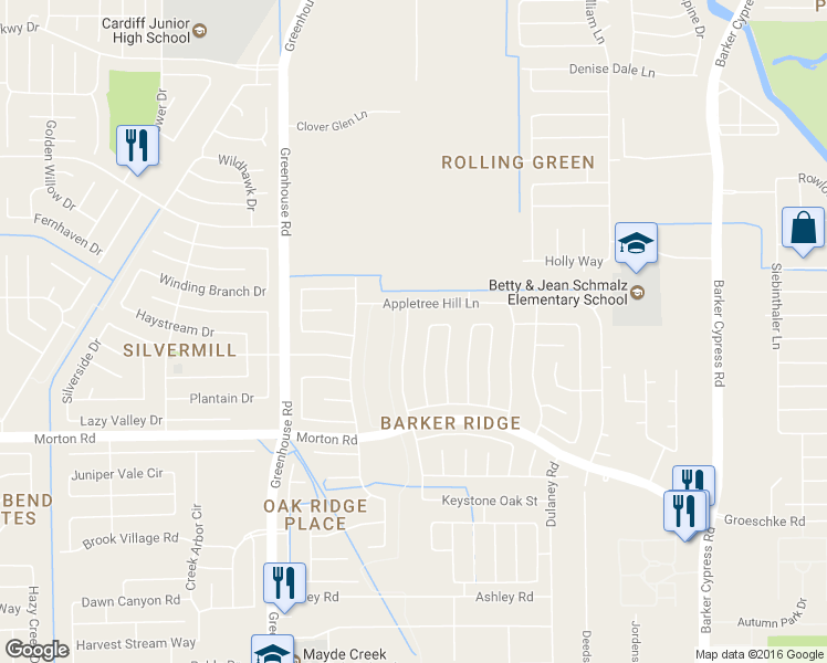 map of restaurants, bars, coffee shops, grocery stores, and more near 3326 Eagle Ridge Way in Houston