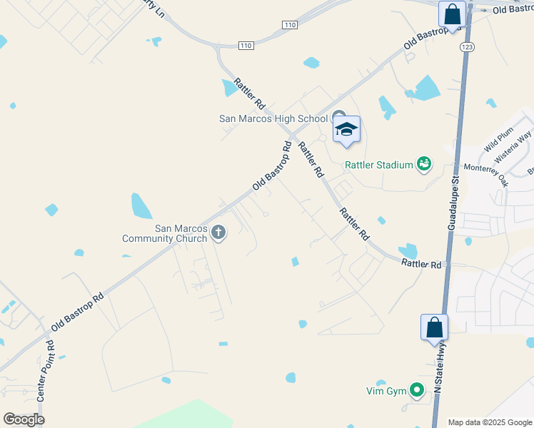 map of restaurants, bars, coffee shops, grocery stores, and more near 3309 South Old Bastrop Highway in San Marcos