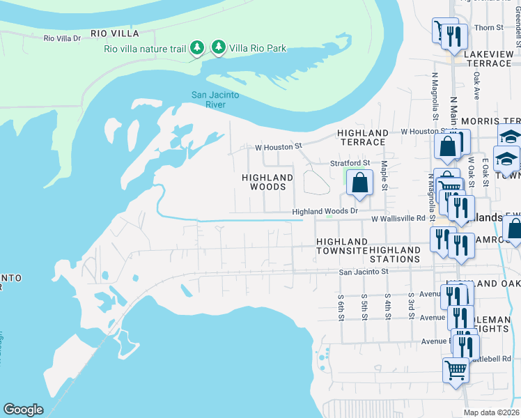 map of restaurants, bars, coffee shops, grocery stores, and more near 326 Dunford Court in Highlands
