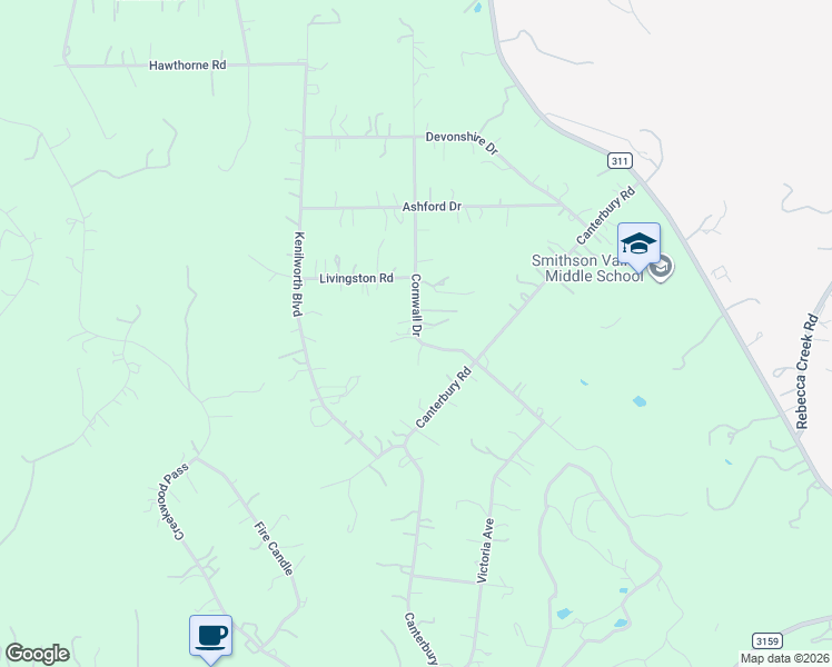 map of restaurants, bars, coffee shops, grocery stores, and more near 6015 Cornwall Drive in Spring Branch