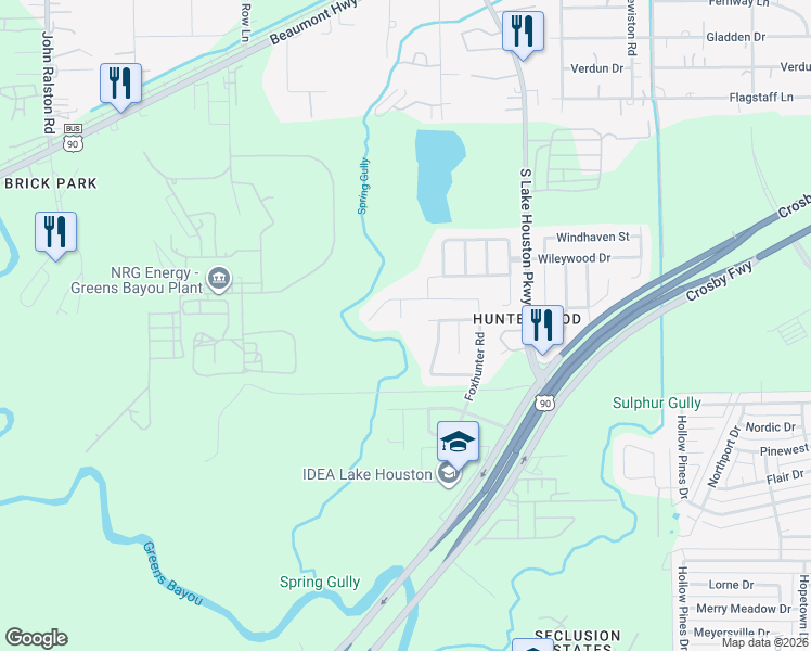 map of restaurants, bars, coffee shops, grocery stores, and more near 13266 Crim Road in Houston