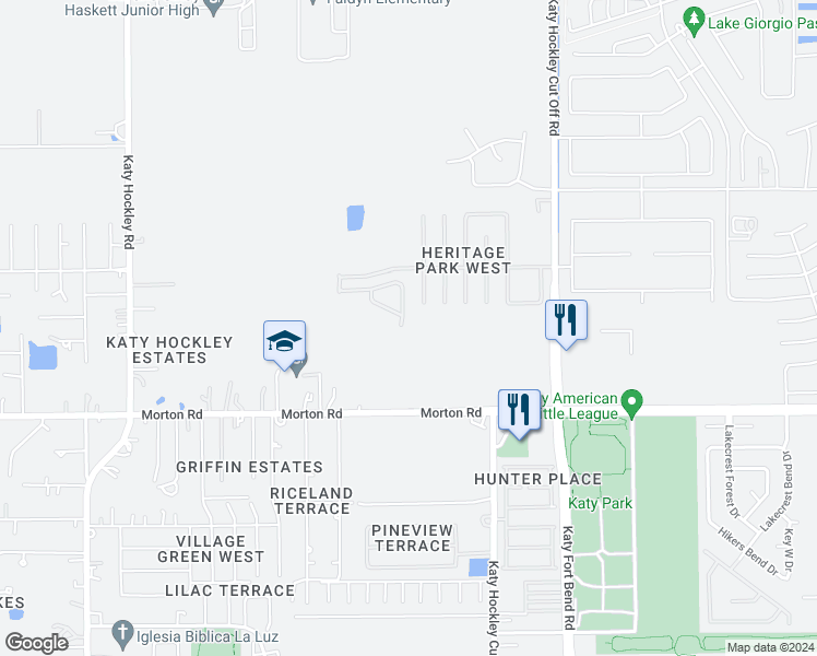 map of restaurants, bars, coffee shops, grocery stores, and more near 5314 Kyla Circle in Katy
