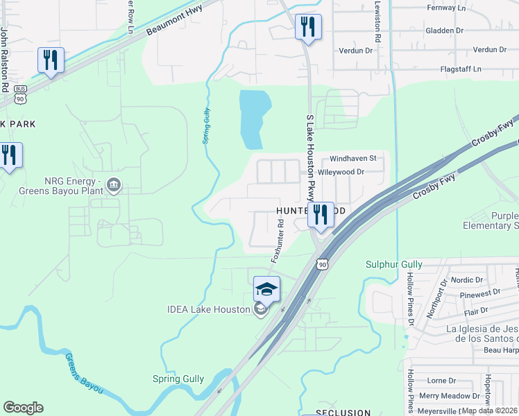 map of restaurants, bars, coffee shops, grocery stores, and more near 13326 Crim Road in Houston