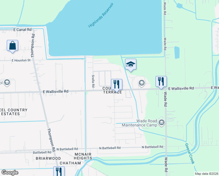 map of restaurants, bars, coffee shops, grocery stores, and more near 2314 Heather Street in Highlands