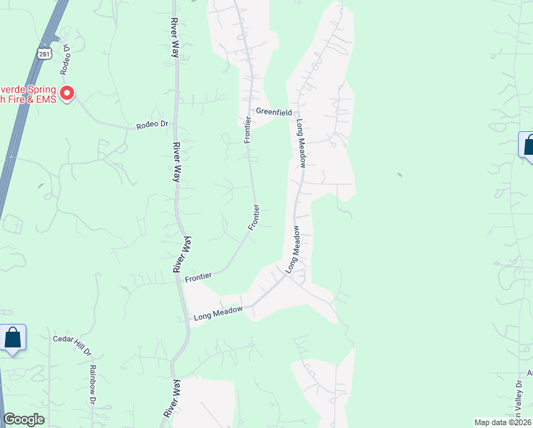 map of restaurants, bars, coffee shops, grocery stores, and more near 2189 Frontier in Spring Branch