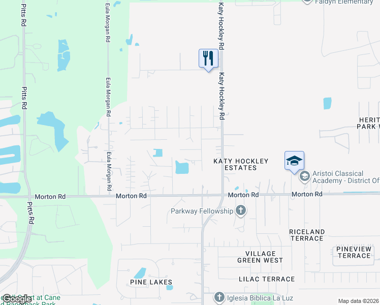 map of restaurants, bars, coffee shops, grocery stores, and more near 6011 Drake Court in Katy