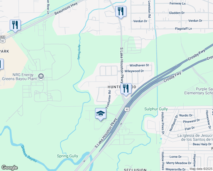map of restaurants, bars, coffee shops, grocery stores, and more near 13326 Crim Road in Houston