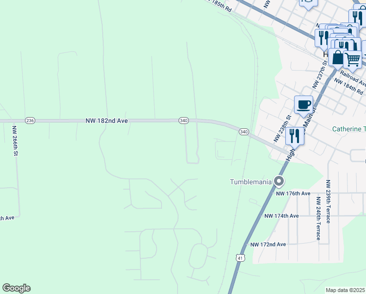map of restaurants, bars, coffee shops, grocery stores, and more near 17984 South West Fairmount Street in High Springs