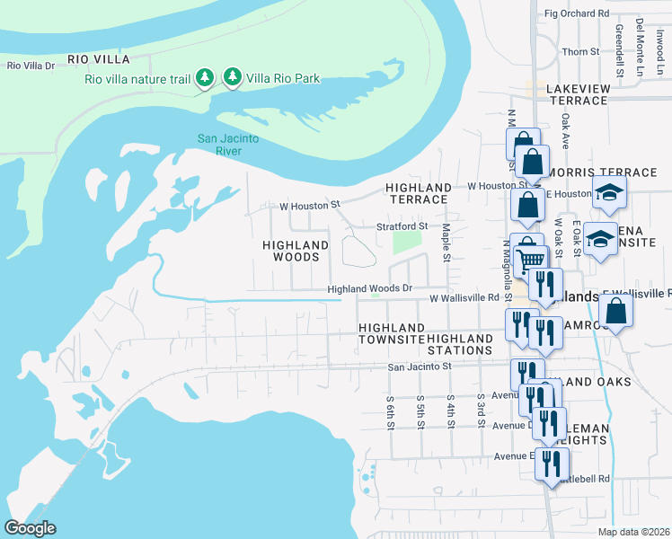 map of restaurants, bars, coffee shops, grocery stores, and more near 318 Enfield Dr in Highlands
