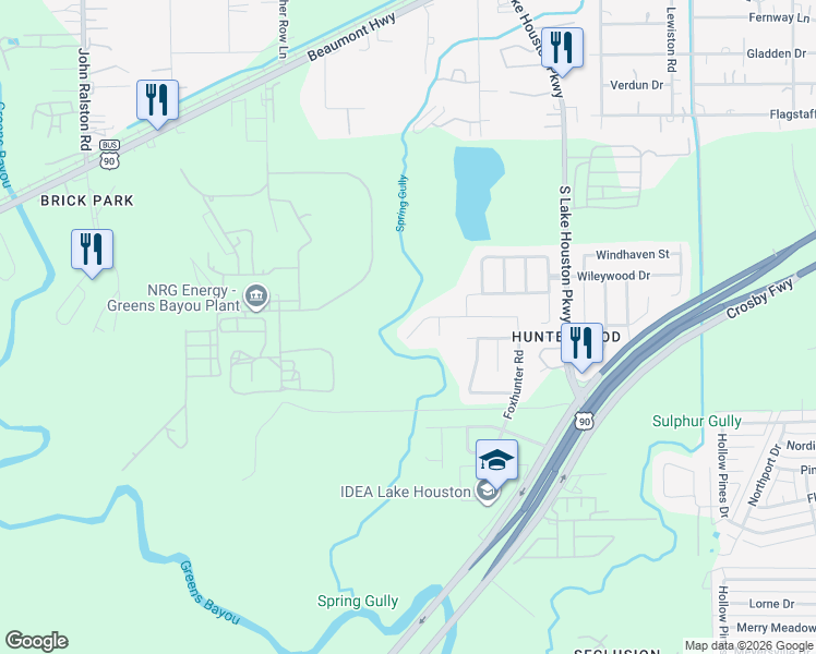 map of restaurants, bars, coffee shops, grocery stores, and more near 13223 Crim Road in Houston