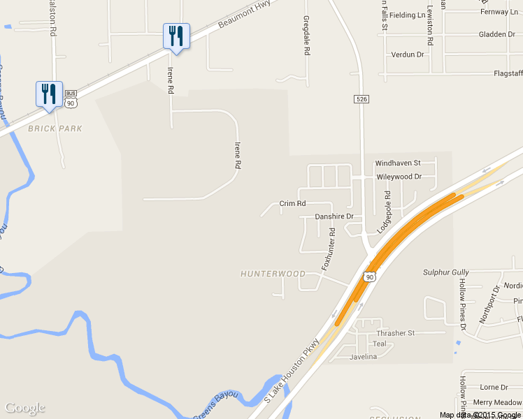 map of restaurants, bars, coffee shops, grocery stores, and more near 13223 Crim Road in Houston